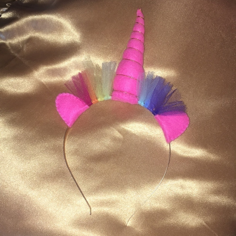 Custom Rainbow Pink Unicorn horn Headband Adult